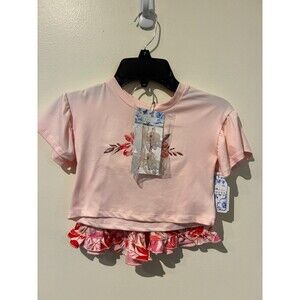 NWT Btween Pink Floral Outfit - Shirt, Shorts, and Hair Clips - 3T